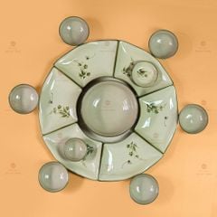 Bộ Bát Đĩa Hoa Mặt Trời Đào Chuồn