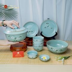 Bộ Bàn Ăn 6 Người (12 món) Men Ngọc Hoa Đào Trắng