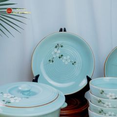 Bộ Bàn Ăn 6 Người (12 món) Men Ngọc Hoa Đào Trắng