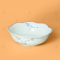 Bộ Bát Đĩa Hoa Mặt Trời Men Kem Hoa Đào Xanh