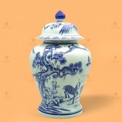 Bình Chóe Ngâm Rượu Men Lam Tùng Lộc