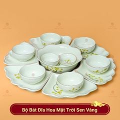 Bộ Bát Đĩa Hoa Mặt Trời Sen Vàng