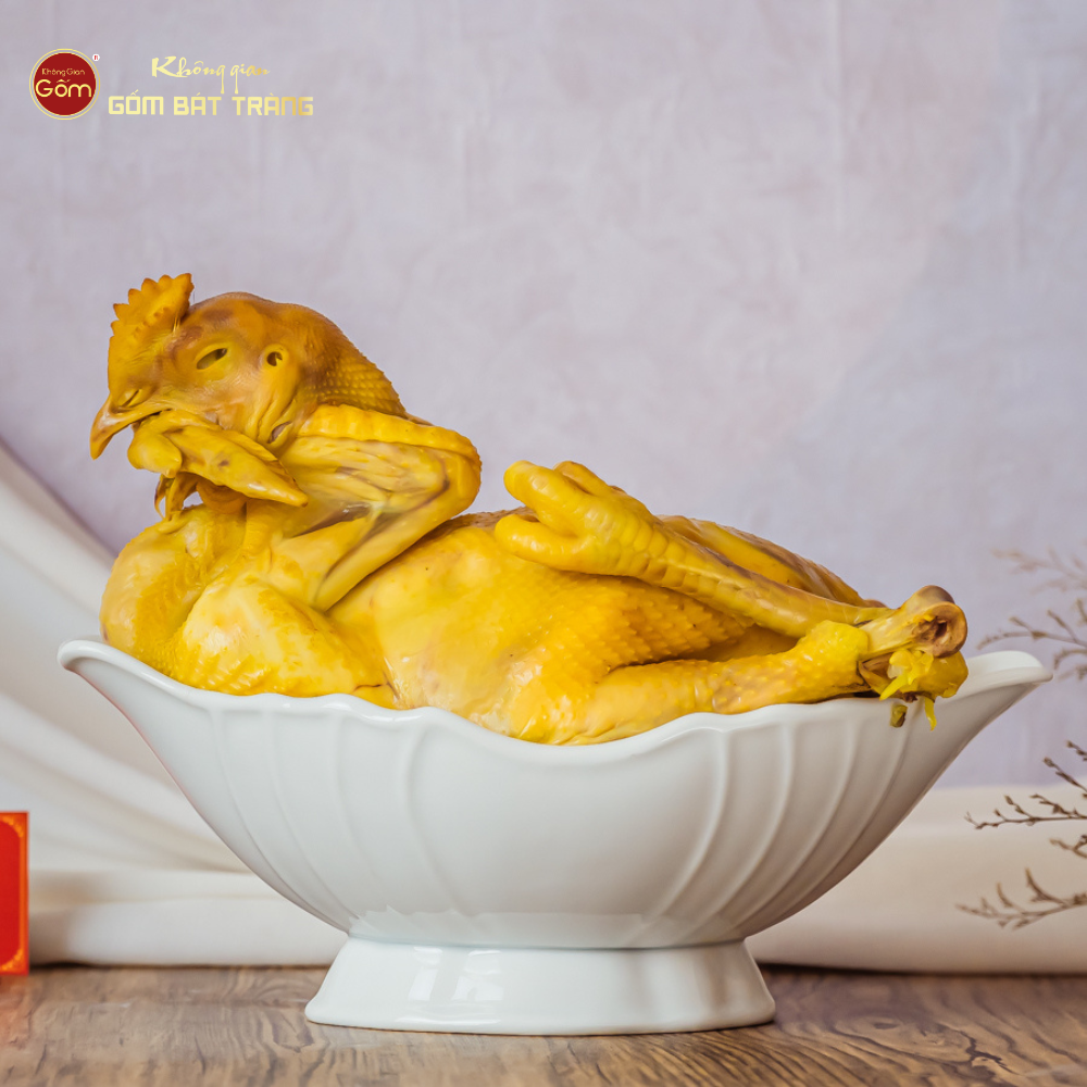 Bát Đựng Gà Men Trắng
