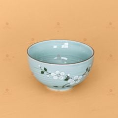 Bộ Bát Đĩa Hoa Mặt Trời Men Xanh Đào Trắng