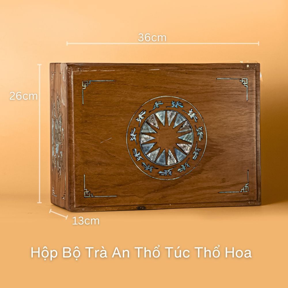 Bộ Ấm Chén An Thổ Túc Thổ Hoa Cao Cấp (Hộp Gỗ)