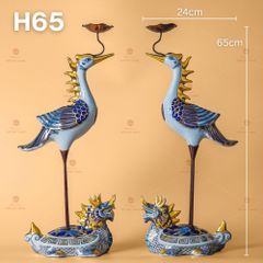 Hạc Thờ Men Lam Vẽ Vàng (Chiếc)
