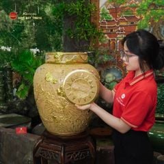 Chum Sành Cá Chép Vượt Vũ Môn Kim Sa Chạm Nổi Dát Vàng