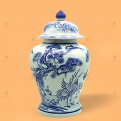 Bình Chóe Ngâm Rượu Men Lam Tùng Hạc