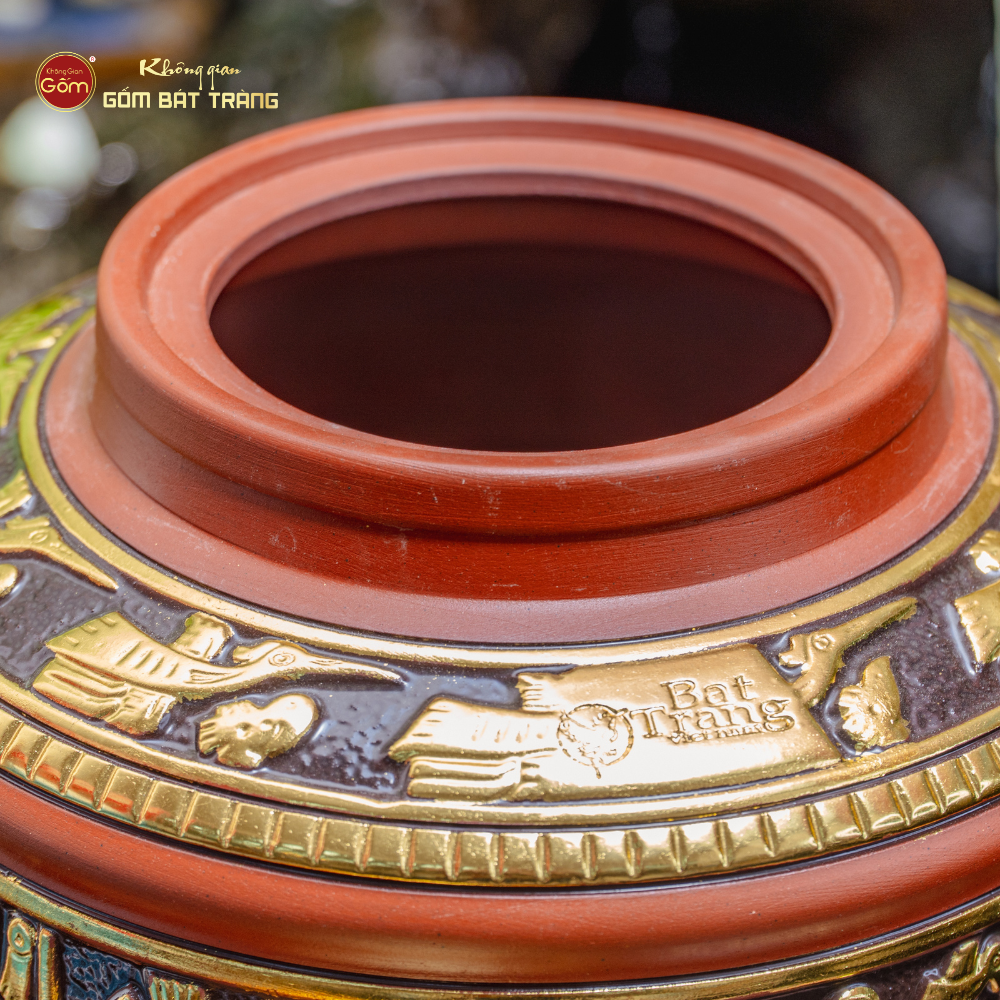 Chum Ngâm Rượu Trống Đồng Dát Vàng