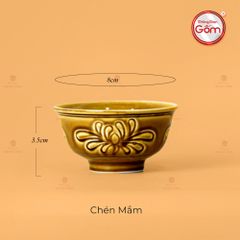 Bộ Bát Đĩa Men Nâu Vân Hoa Cúc