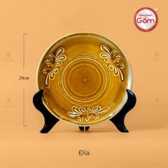 Bộ Bát Đĩa Men Nâu Vân Hoa Cúc