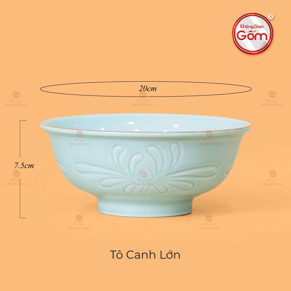 Tô Men Xanh Ngọc Hoa Cúc Kẻ Vàng