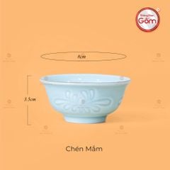 Bộ Bát Đĩa Men Xanh Ngọc Hoa Cúc Kẻ Vàng