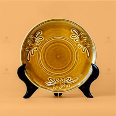 Bộ Bát Đĩa Men Nâu Vân Hoa Cúc