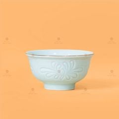 Bộ Bát Đĩa Men Xanh Ngọc Hoa Cúc Kẻ Vàng