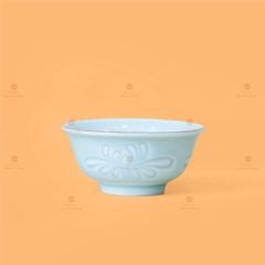 Bộ Bát Đĩa Men Xanh Ngọc Hoa Cúc Kẻ Vàng