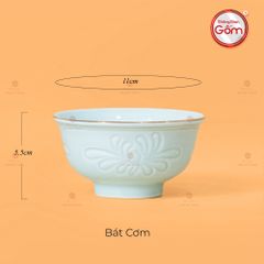Bát Cơm Men Xanh Ngọc Vân Hoa Cúc Kẻ Nâu