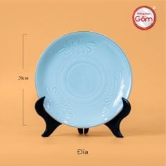 Bộ Bát Đĩa Men Xanh Ngọc Hoa Cúc Kẻ Nâu