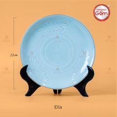 Bộ Bát Đĩa Men Xanh Ngọc Hoa Cúc Kẻ Nâu
