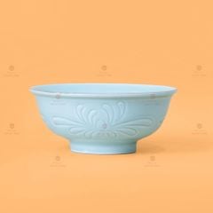 Bộ Bát Đĩa Men Xanh Ngọc Hoa Cúc Kẻ Nâu