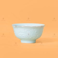 Bộ Bát Đĩa Men Xanh Ngọc Hoa Cúc Kẻ Nâu