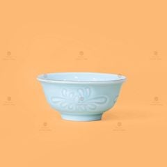 Bộ Bát Đĩa Men Xanh Ngọc Hoa Cúc Kẻ Nâu