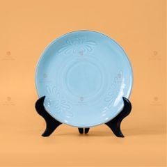 Bộ Bát Đĩa Men Xanh Ngọc Hoa Cúc Kẻ Nâu