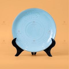 Bộ Bát Đĩa Men Xanh Ngọc Hoa Cúc Kẻ Nâu