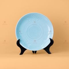 Đĩa Men Xanh Ngọc Vân Hoa Cúc
