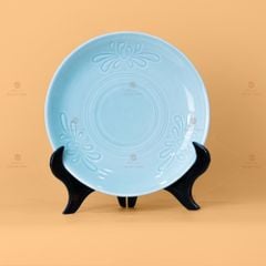 Đĩa Men Xanh Ngọc Vân Hoa Cúc