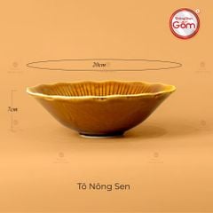 Bộ Bát Đĩa Men Nâu Vân Sen