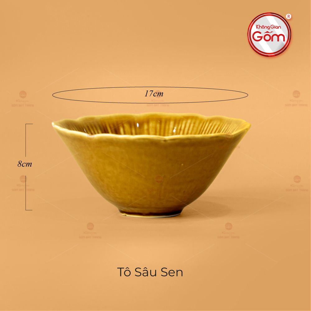 Bộ Bàn Ăn 6 Người (12 Món) Men Nâu Vân Sen