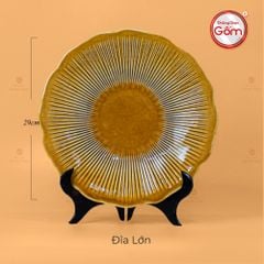 Bộ Bát Đĩa Men Nâu Vân Sen