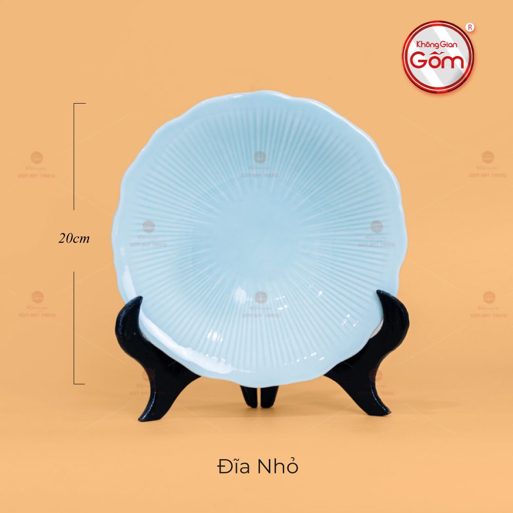 Bộ Bát Đĩa Men Xanh Ngọc Vân Sen