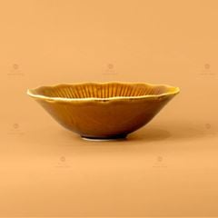 Bộ Bát Đĩa Men Nâu Vân Sen
