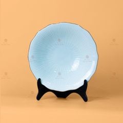 Đĩa Men Xanh Ngọc Vân Sen Kẻ Vàng
