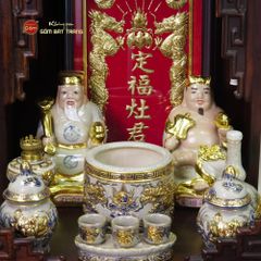 Tượng Thần Tài Thổ Địa Men Rạn Dát Vàng