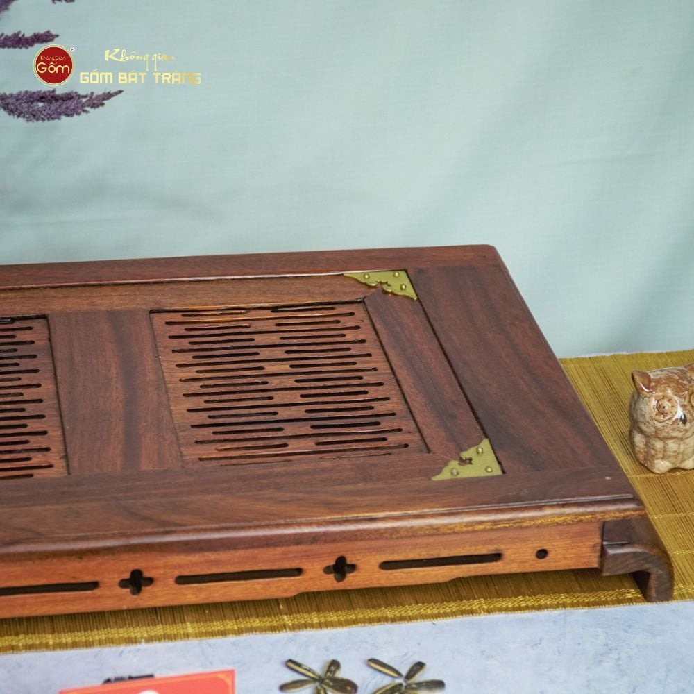 Khay Trà Gỗ Chân Cuốn Thư