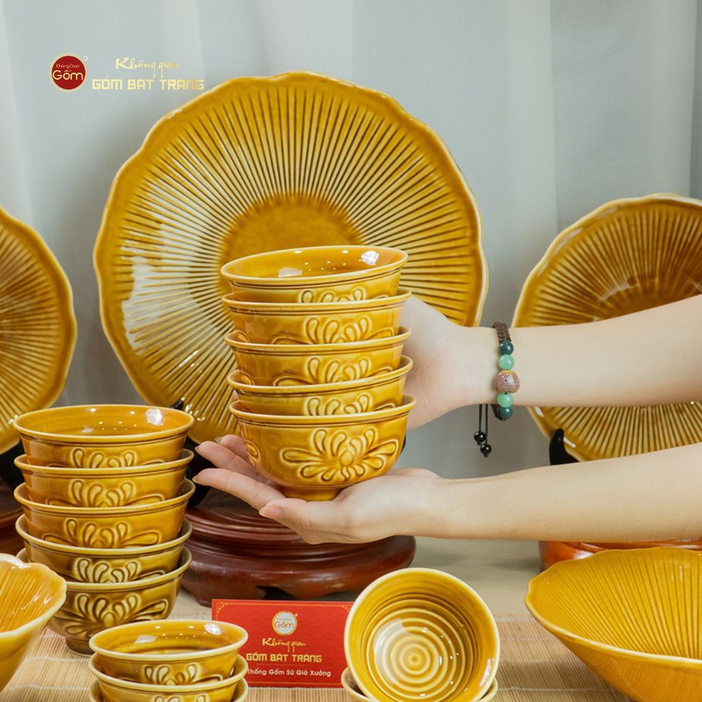 Bộ Bàn Ăn 6 Người (12 Món) Men Nâu Vân Sen