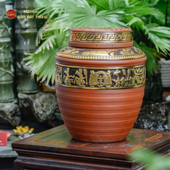 Chum Ngâm Rượu Trống Đồng Dát Vàng
