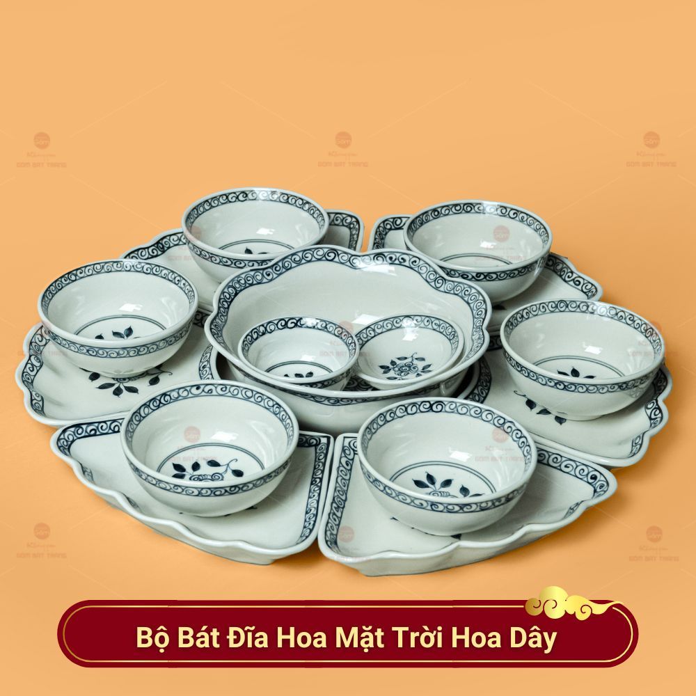Bộ Bát Đĩa Hoa Mặt Trời Hoa Dây