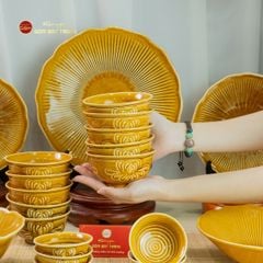 Bộ Bàn Ăn 4 Người (10 Món) Men Nâu Vân Sen