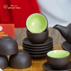 Bộ Ấm Trà Tử Sa Ba Chân Đắp Hoa