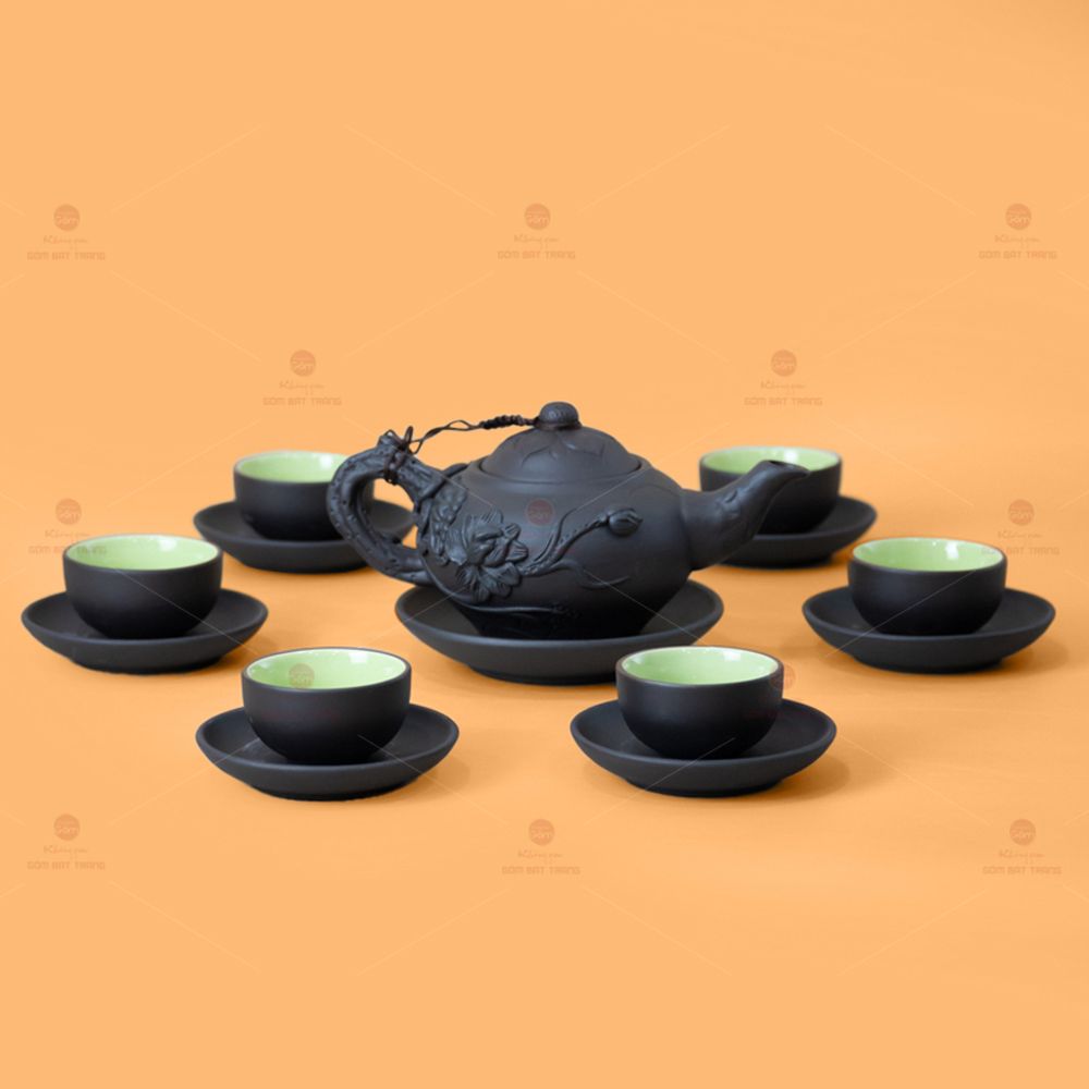 Bộ Ấm Trà Tử Sa Đắp Nổi Hoa Mai