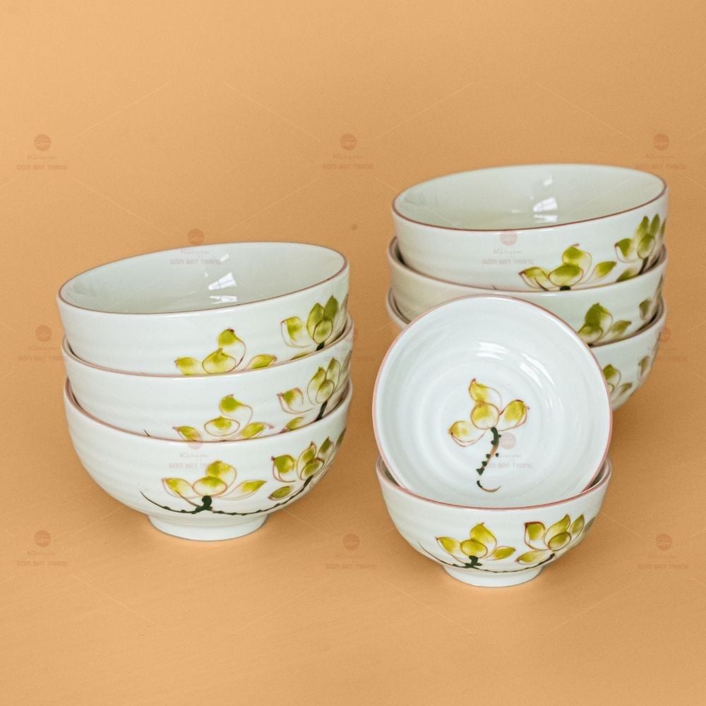 Bộ Bát Đĩa Hoa Mặt Trời Sen Vàng