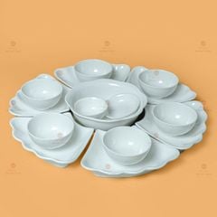 Bộ Bát Đĩa Hoa Mặt Trời Minh Châu Trắng