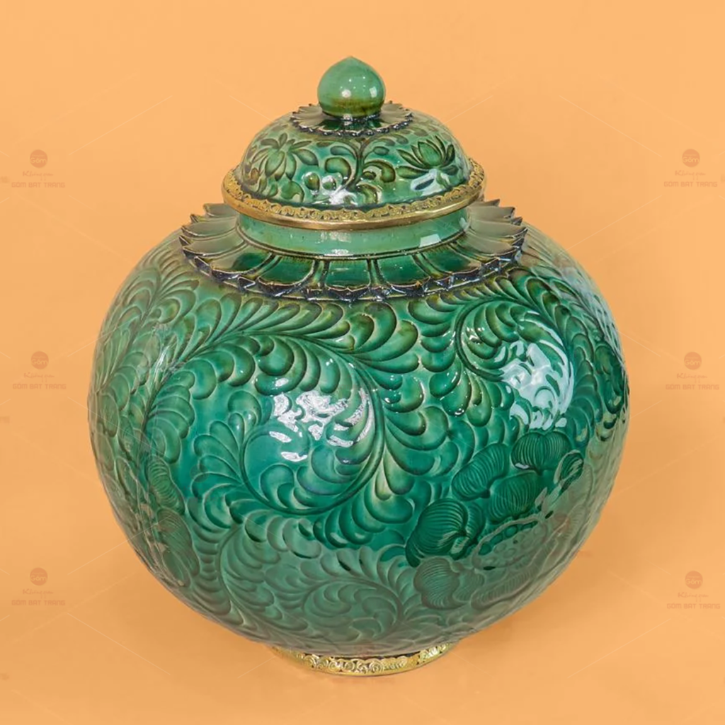 Chum Ngâm Rượu Bọc Đồng Họa Tiết Vân Lá Xoáy