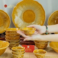 Bộ Bàn Ăn 4 Người (10 Món) Men Nâu Vân Sen