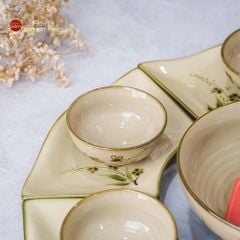 Bộ Bát Đĩa Hoa Mặt Trời Đào Chuồn