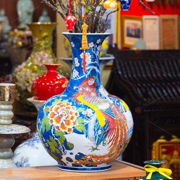 Bình Hoa Dáng Tỏi Chim Trĩ Phù Dung